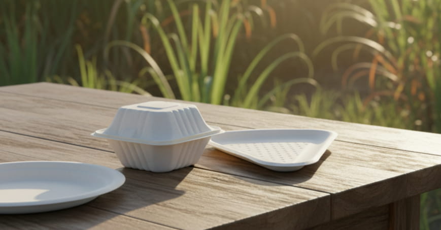 Packaging in fibra di canna da zucchero